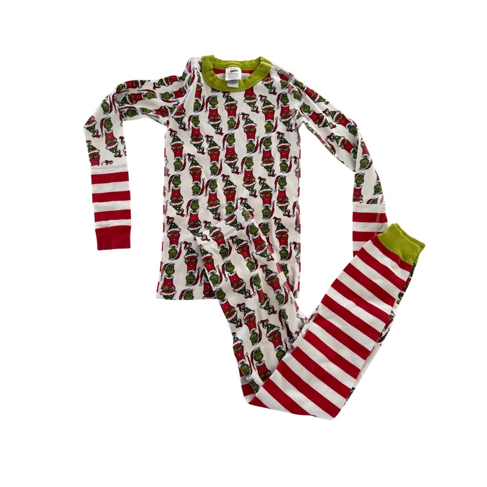 Hanna Andersson Grinch Pajamas Kids Size 8 130cm Organic Cotton Christmas Set